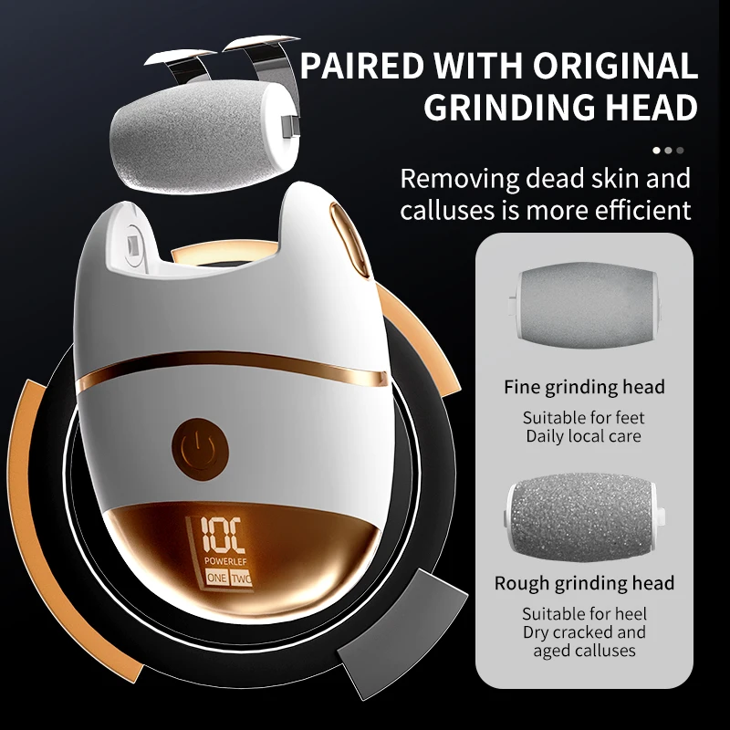 Electric Foot Callues Remover LCD Digital Display Portable Electric Foot Files with 3 Heads Rechargeable Feet File for Foot Care