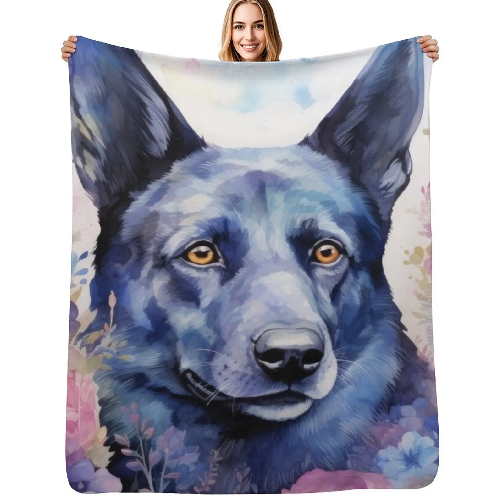 

beautiful Australian Kelpie herding dog dog art Throw Blanket Plush Fuzzy Cozy Blanket for Couch Sofa
