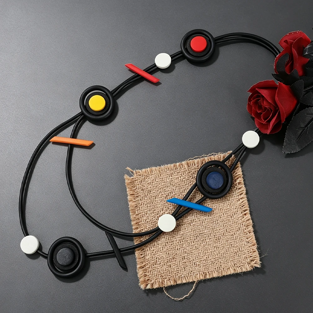 UKEBAY Neue mehrfarbige Statement-Halsketten aus Gummi für Damen, moderne Mode, Boho-Schichtschmuck, leichte, vielseitige Halskette – Detail 2