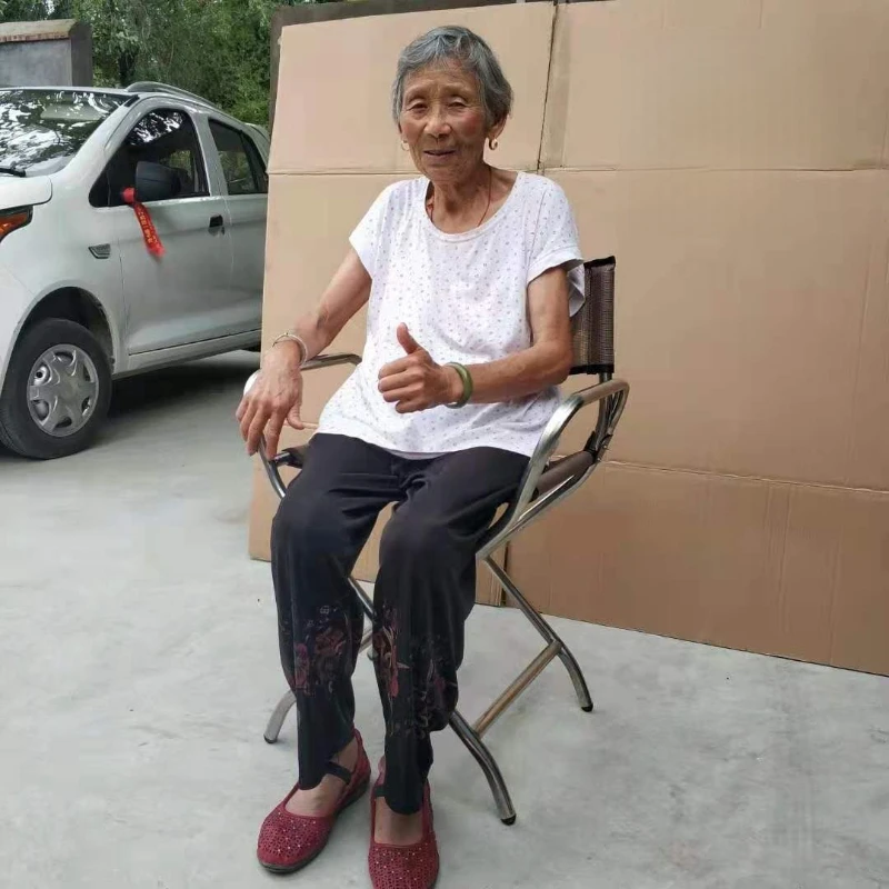 Stainless Steel Foldable Walking Cane Chair, Thickened Portable Seat with Backrest for Elderly, Mobility Aid with Armrest