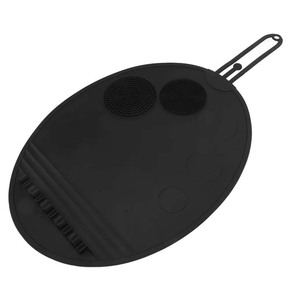 Silicone Material Silicone Brush Cleaning Mat Multi Textures Large Size Cosmetic Brush Scrubber Versatile Tool Black Color