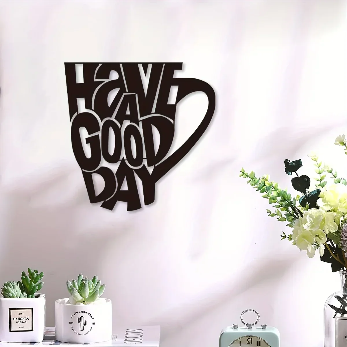 HELLOYOUNG HAVE A GOOD DAY Mug Iron Indoor Outdoor Crafts Interior Home Decoration Great for Living Room Bedroom Hallway Wall De