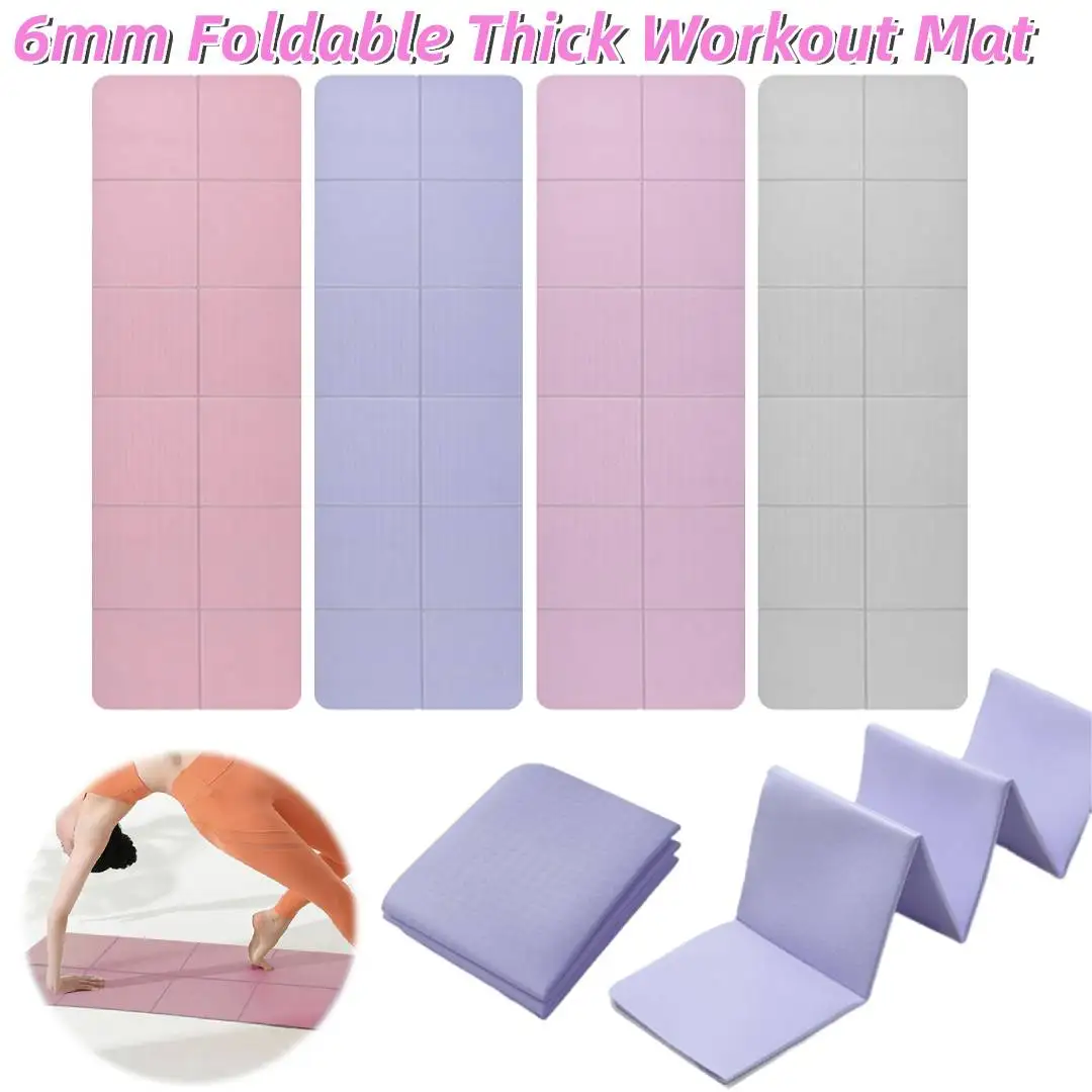 

Foldable Yoga Mat Folding Fitness Exercise Mat Double Sided TPE Pilates Mat Multifunctional Shock Absorption for Travel Picnics