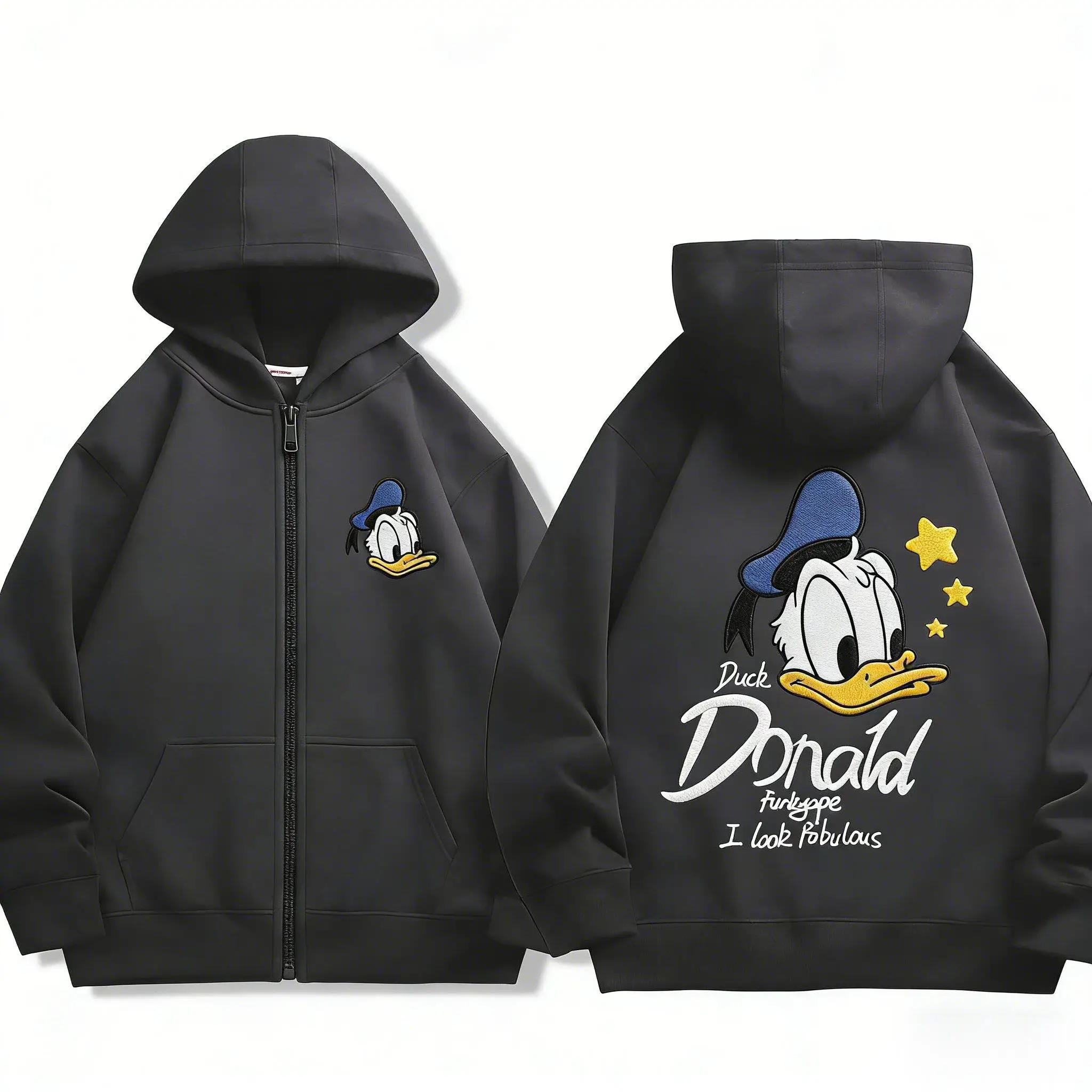 เสื้อฮู้ดดี้ลายการ์ตูนดิสนีย์ โดนัลด์ เดซี่ แบบยูนิเซ็กซ์ แจ็คเก็ตซิป ผู้ชาย ผู้หญิง สไตล์ลำลอง สตรีทแวร์ เสื้อสเวตเชิ้ตฤดูใบไม้ผลิ 2026 เสื้อผ้าสไตล์ Y2k