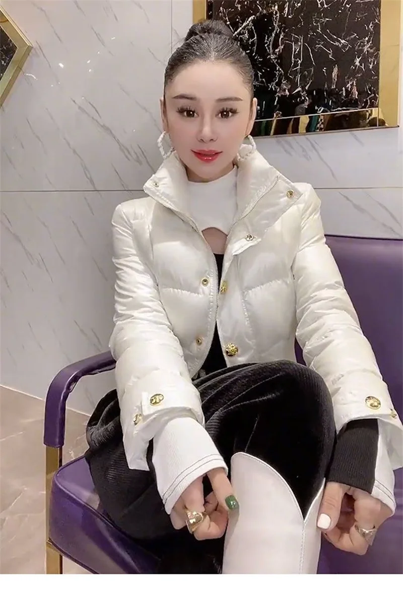 Korean Down Cotton Jacket Women 2025 New Winter Loose Stand-up Collar Casual Short Waterproof Parka Outwear Ladies Warm Overcoat