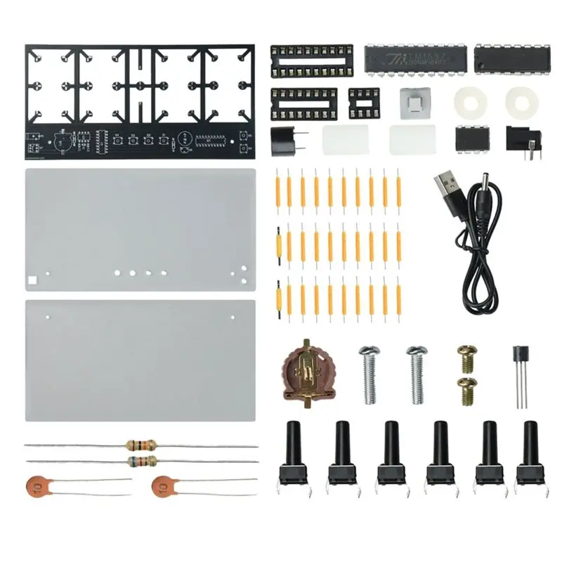 B27B DIY Electronic Clock Kit DIY Electronic Digital Clock Soldering Kit 4-Digit LED Digital Tube For Desktop Display Module