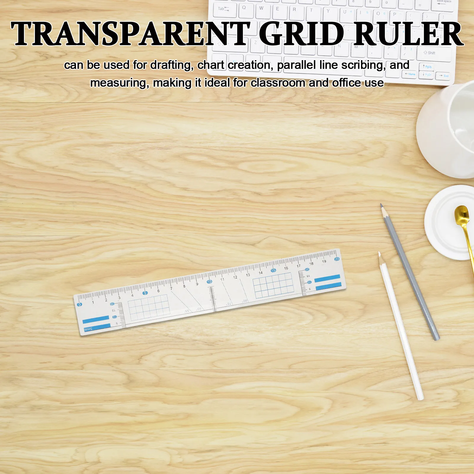 1Set Parallel Line Drawing Ruler Clear Plastic Grid Ruler Multifunction Drafting Tool for School Teachers Students Essay