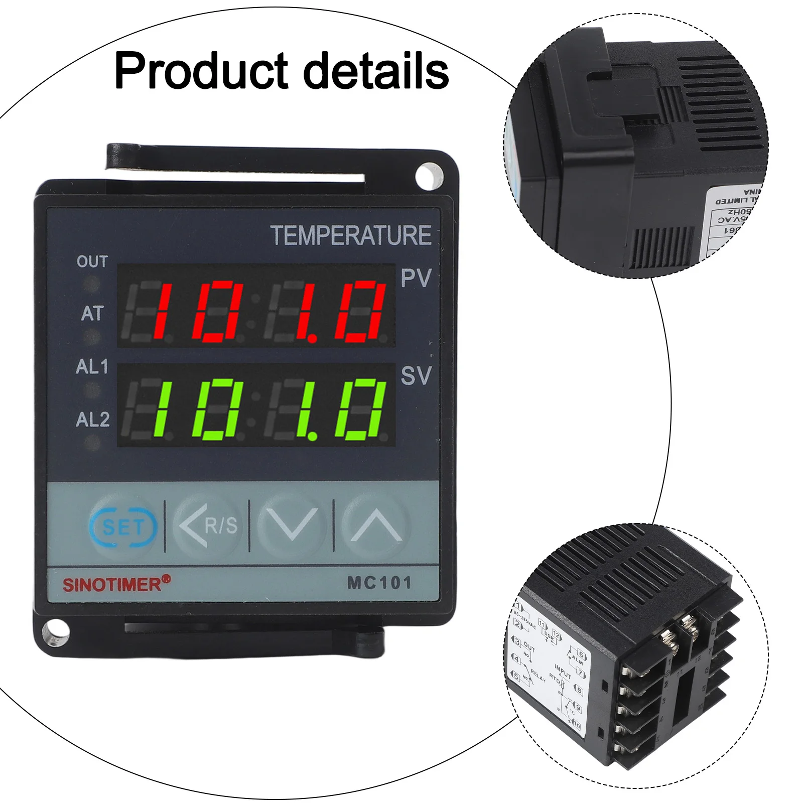 

MC101 Цифровой ПИД-регулятор температуры с четырехзначным светодиодным дисплеем для точной измерения температуры и контроля
