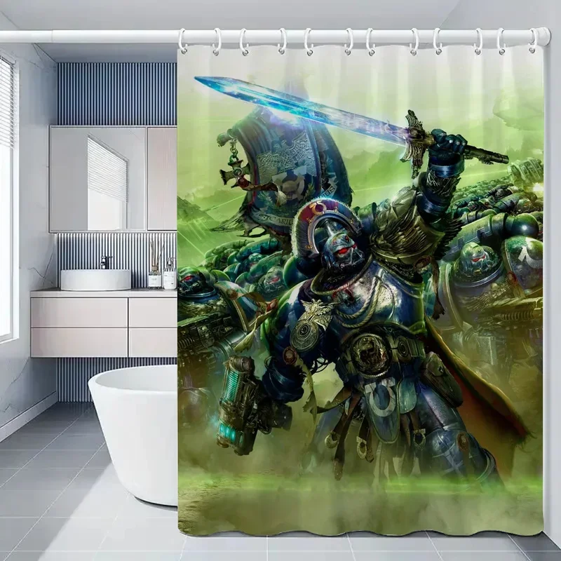 Shower Curtains for Bedrooms W-Warhammer Bathroom Curtain Bath Folding Partition Accessories Waterproof Fabric Things the Set