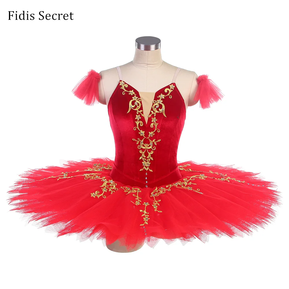 

Women Red Pre-professional Pancake Ballet Tutu Costumes,Girls Ballerina Nutcracker Dancing Performance/ Competition Stage Wear