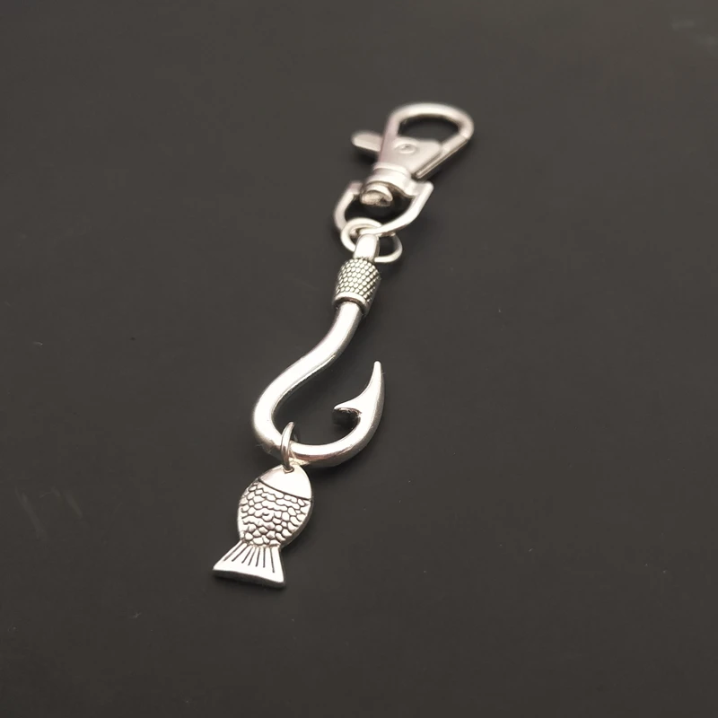 New Fashion Fishing Expert Keychain A-Z Letter Keychain Fish Hook Keychain Jewelry Fisherman I Love Fishing Fish Pendant Key