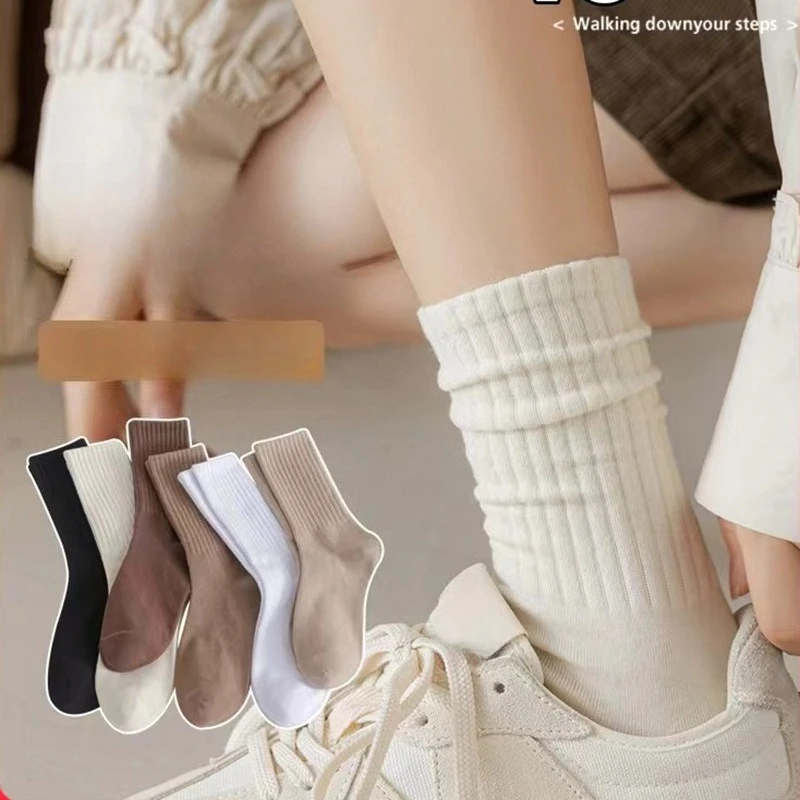 

Korean Retro Crew Socks for Kids Chocolate Brown Cotton Mid-Calf Socks Double Stitched Unisex Fall Winter Essentials 0-12 Years