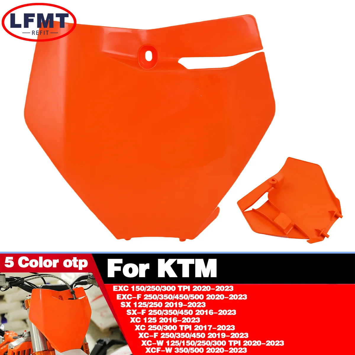 

Motorcycle Front Number Plate Plastic Cover Black White Orange For KTM EXC EXC-F SX SXF XC XCF XCW XCF-W 125-450 2016-2023 Parts
