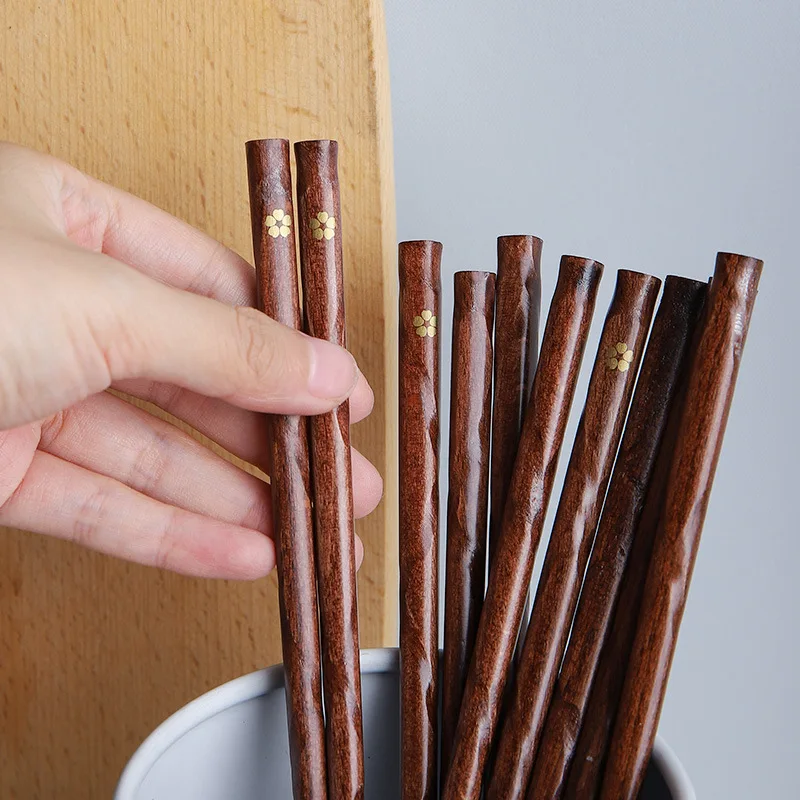 5 Pairs Japanese Sushi Chopsticks Natural Wooden Eco-Friendly Reusable Wood Korean Chinese Food Chop Sticks Set