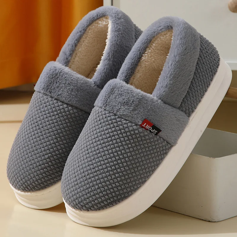 New Arrival Women Winter Cotton Sldies Furry Wrap Heel Female Indoor Slippers Soft Sole Non-slip Grandma Home Slipper Warm Plush