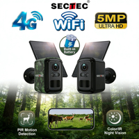 Sectec 5MP Mini Solar 4G Camera Outdoor Surveillance Camouflage Color WiFi Security  Camera PIR Detection Auto Tracking UBox App