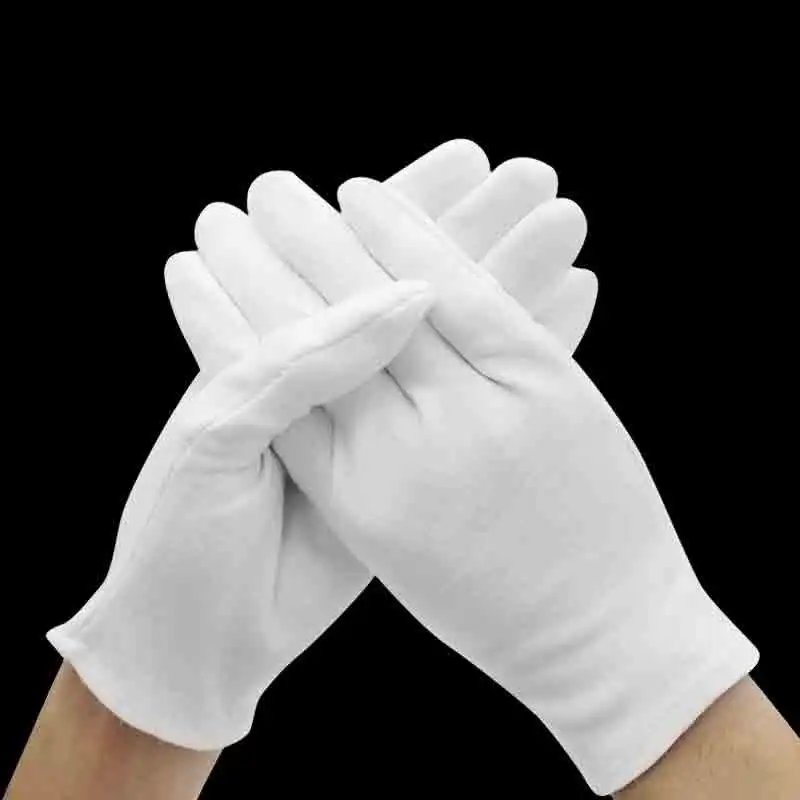 12Pairs White Cotton Gloves Protective Work Jewelry Inspection Disposable Safety Glove Lightweight Unisex soft