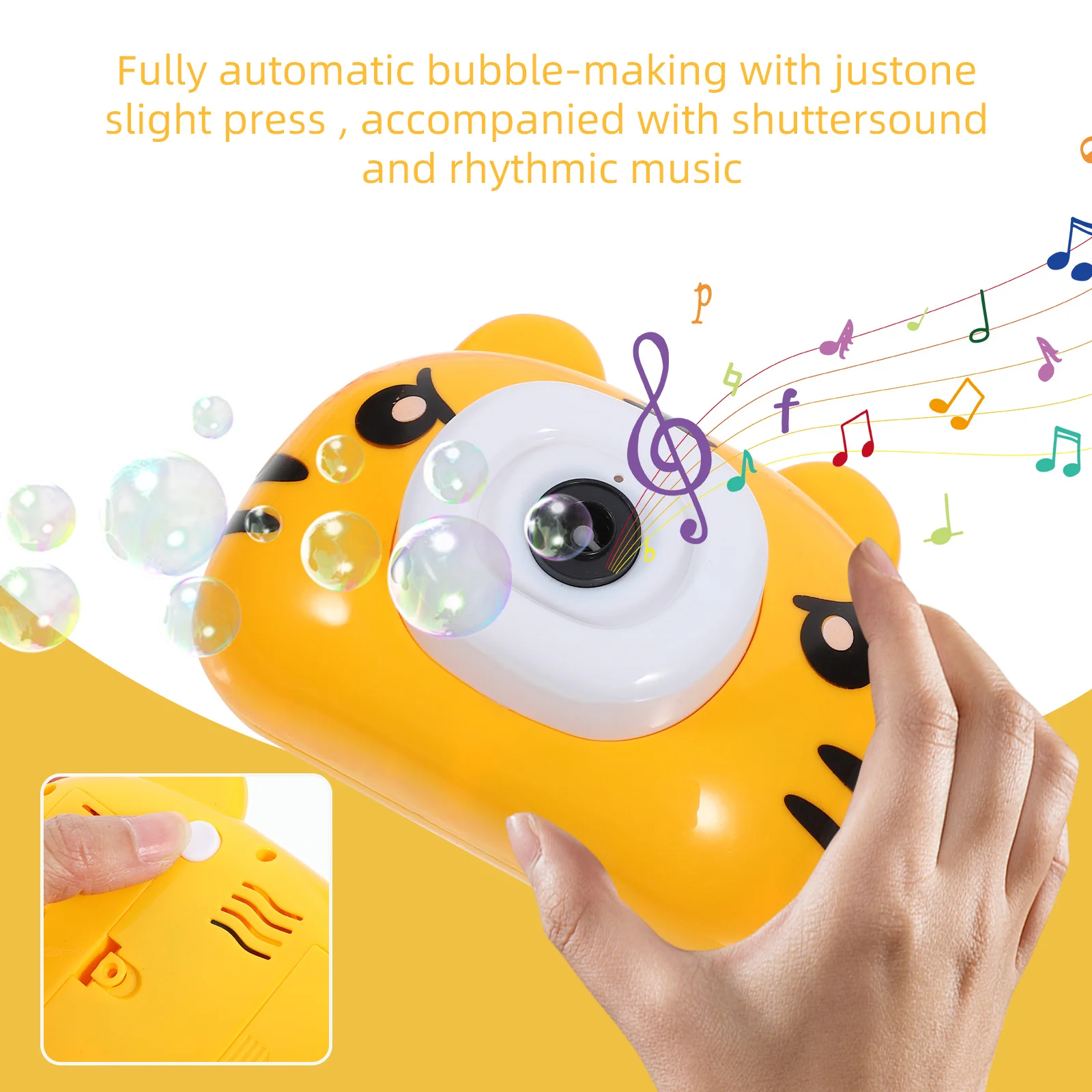 Fabricante de bolhas câmera luz elétrica função música máquina sopradora automática para crianças meninos meninas bolhas contínuas material seguro