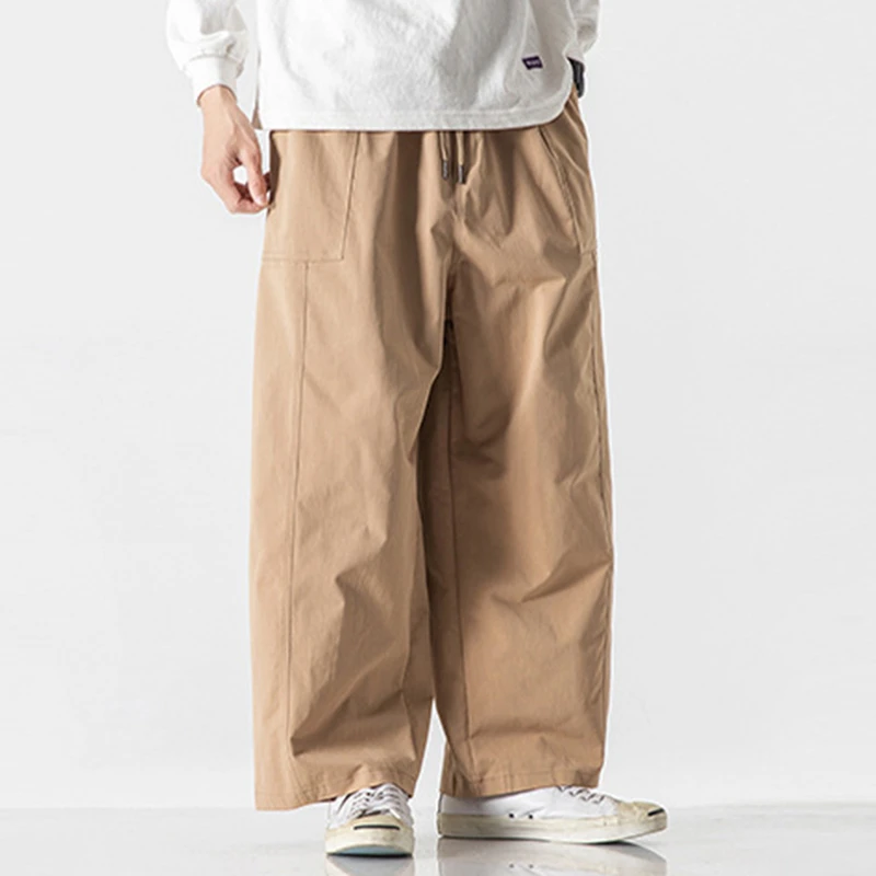 

Мужские повседневные брюки-шаровары, новинка 2026 года, весенняя коллекция, простой стиль, уличная мода, однотонные, свободные, в стиле Харадзюку, прямые брюки для мужчин N070