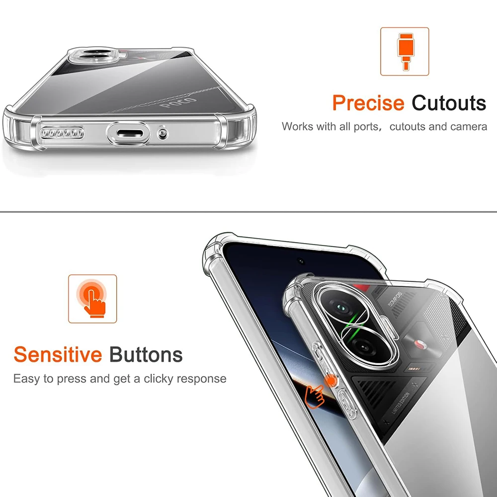 حافظة لهاتف شاومي POCO F7 Ultra F6 F5 F4 F3 X7 X6 X5 X4 X3 M7 M5 M6 M4 Pro غطاء شفاف رفيع للغاية #4