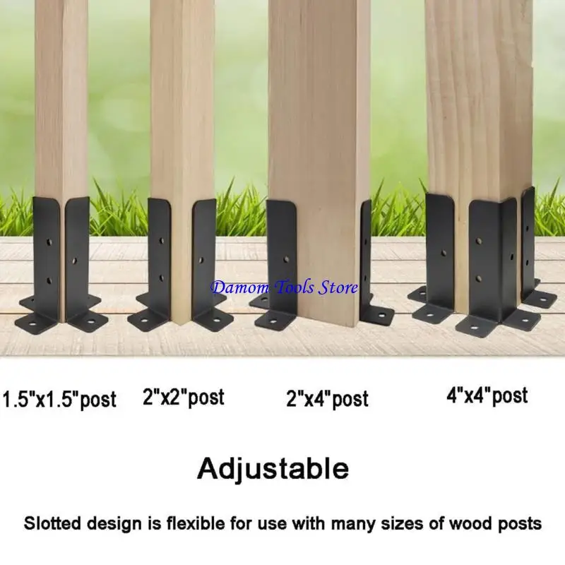 57BE 4/8pcs Adjustable Fence Post Stabilizer Heavy Duty Metal Support Brackets for Enhances Security & Easy Installation