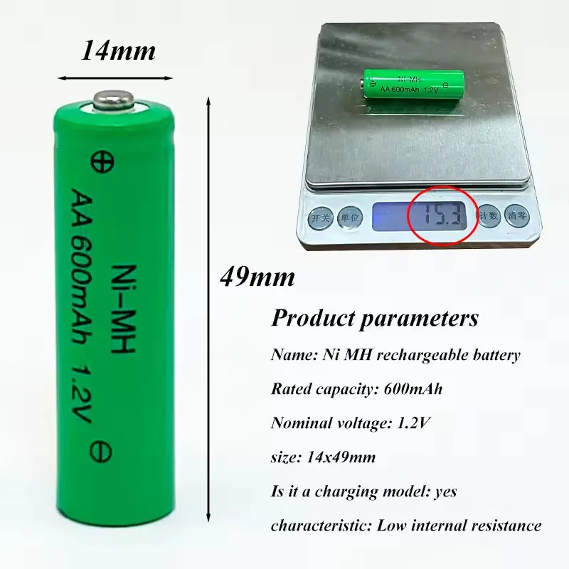 AA Battery 600mAh 1.2V  NI-MH Rechargeable Batteries for Clocks Mice Computers Camera Flashlight Microphone RC Electric Shaver