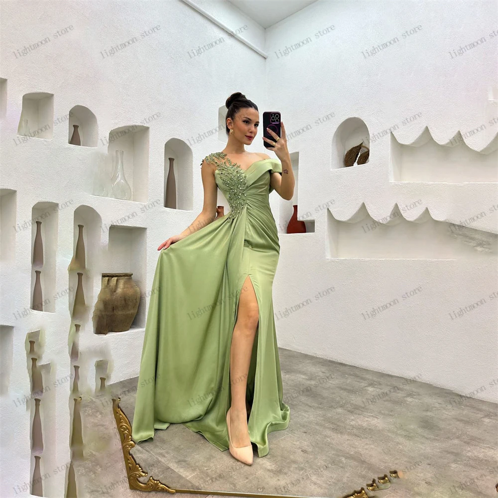 

Classic Satin Evening Dresses Elegant Prom Dress Sexy High Slit Robes For Formal Party Vintage Mermaid Vestidos De Noche 2024