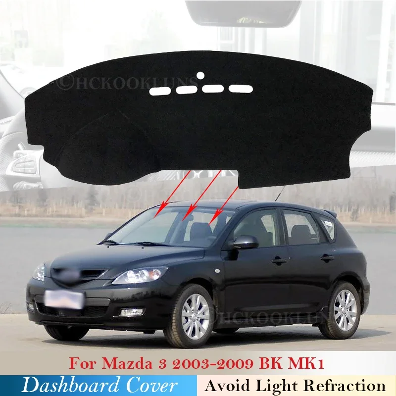 for Mazda 3 BK 2003 2004 2005 2006 2007 2008 2009 MK1 Dashboard Cover Protective Pad Carpet Flannel Mat Sunshade Car Accessories