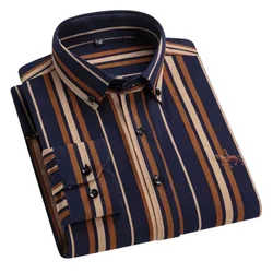 Cotton Oxford Long Sleeve Shirts for Men 100% Mens Clothing Autumn Winter Top Blouse Business Casual Shirts Korean Fashion