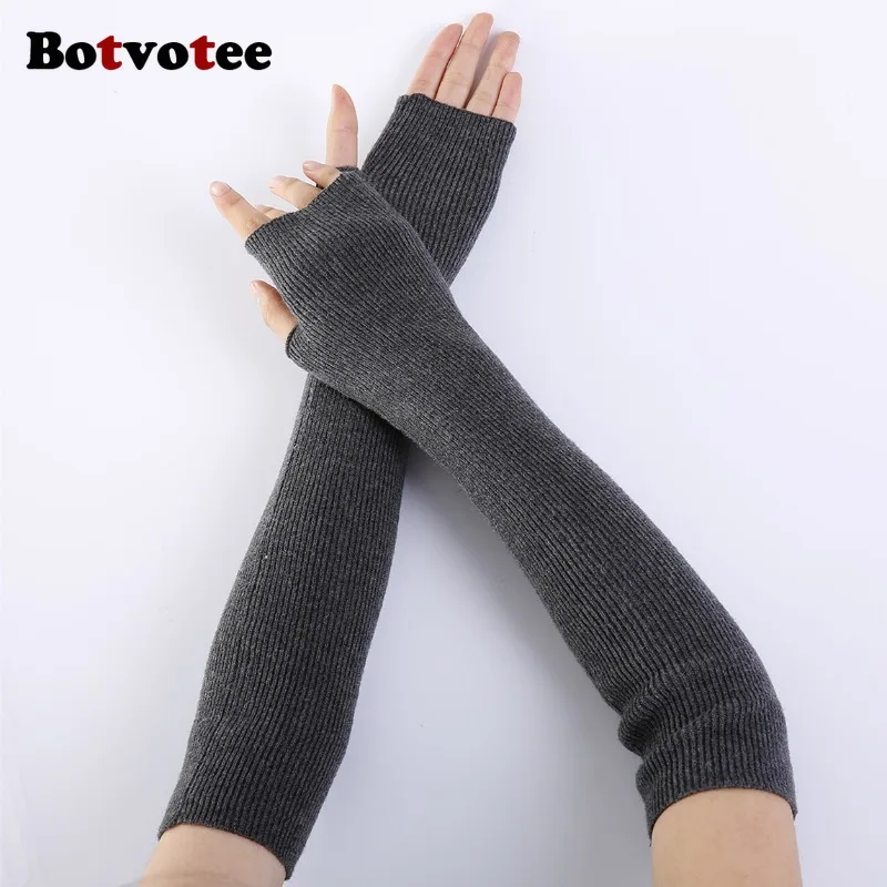

Botvotee Cashmere Arm Warmers Soft Y2k Accessories Sleeves for Women Arm Guard Winter Knit Warm Half Finger Fashion Pink Gloves