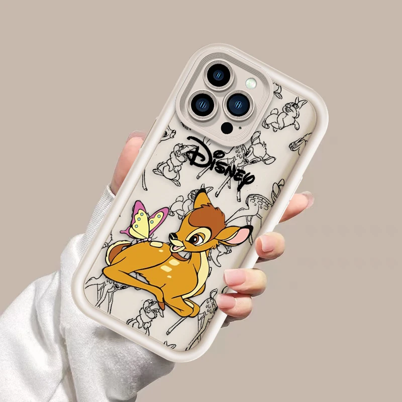 Cute Disney Bambi For Apple iPhone 15 14 13 12 11 Mini XS XR X 8 7 Pro Max Plus Soft Eye Ladder Phone Case