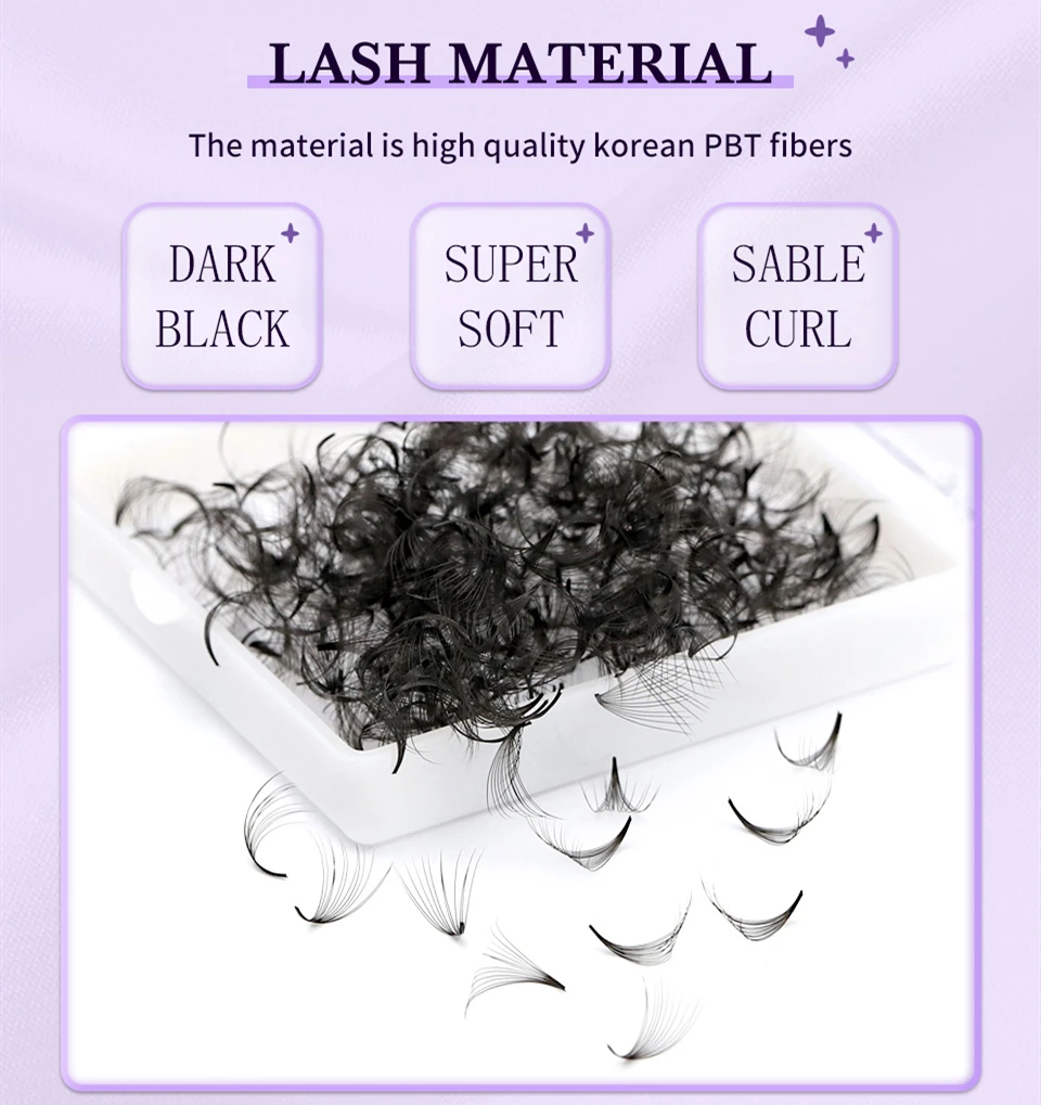 مراوح فضفاضة مصنوعة مسبقًا مدببة قاعدة Lashes3D 5D 6D 7D 10D 20D صناعة يدوية متوسطة نحيفة ضيقة الجذعية حادة فضفاض المشجعين الرموش ملحقات #3