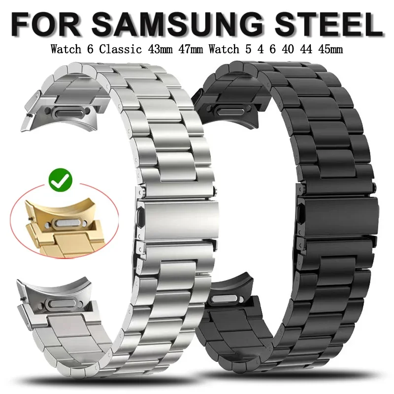 Metalowy pasek do zegarka Samsung Galaxy watch 6 40 44 Classic 47mm 43mm metal do Samsugn pasek do zegarka Galaxy 5 4 46 44 42 zakrzywiony koniec