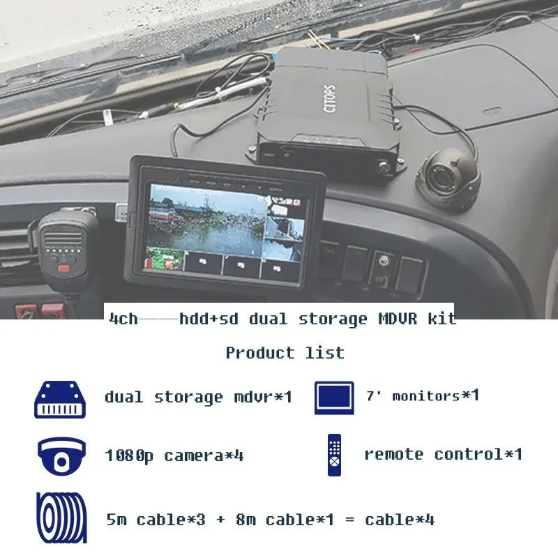 H.265 1080p Mobile Dvr Memory Card Adas Dms Mdvr 4ch 8ch 4g / Gps / Wifi 4 Cams for Vehicle