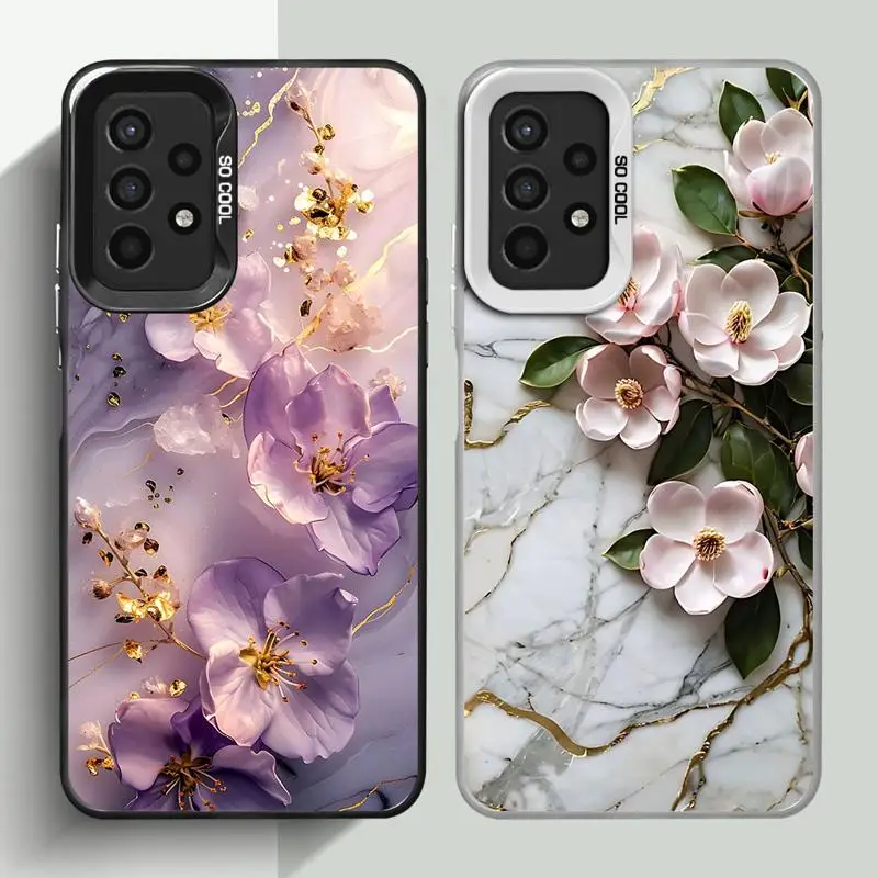 Etui na telefon Samsung Galaxy A15 A25 A52 A72 A51 A71 4G A73 A55 A54 A53 A52s 5G Silicone Soft Flower Marble