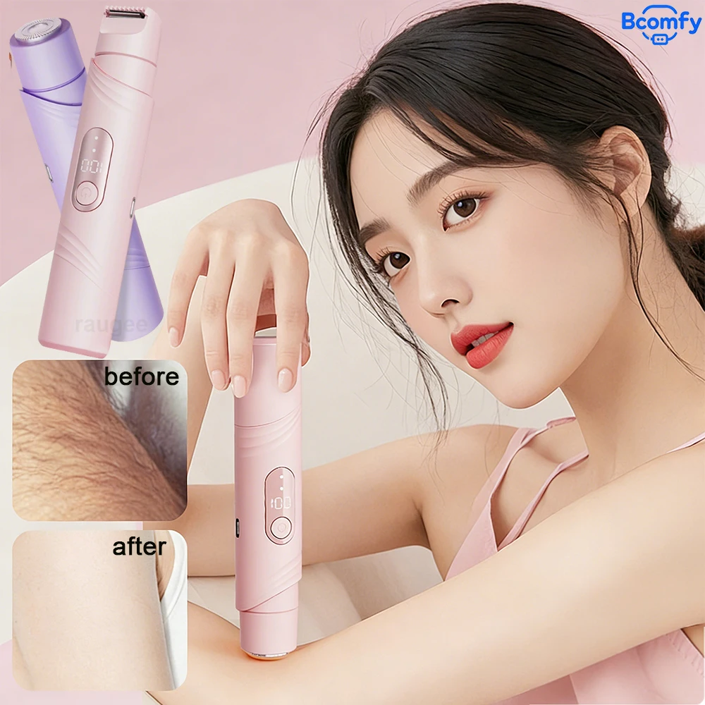

Electric Shaver for Women Electric Epilator 2 in 1 Dual-Head Painless Bikini Trimmer Wet Dry Use Women Body Hair Remover