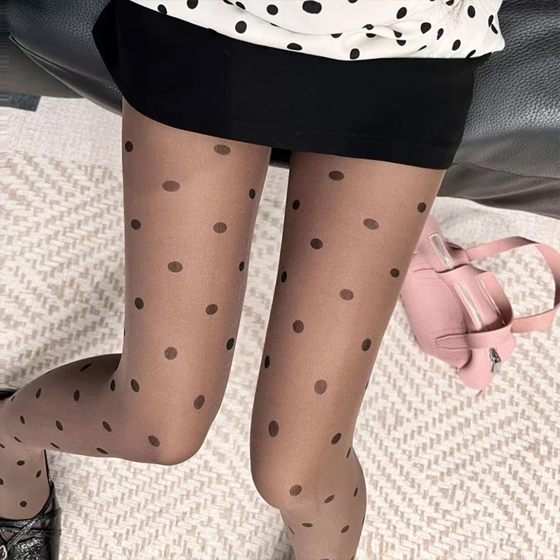 Ultra Thin Translucent Polka Dot Stockings Vintage Sexy Slimming Pantyhose Elastic Comfort Tights for Ladies Fashion Hosiery