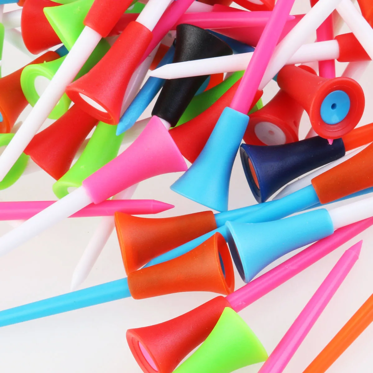 100 قطعة جولف تيز البلاستيك المطاط 85 مللي متر قطر 0.7 بوصة مشرق اللون المحملة امتصاص الصدمات حامل الكرة سهلة الحمل استخدام مريح #3