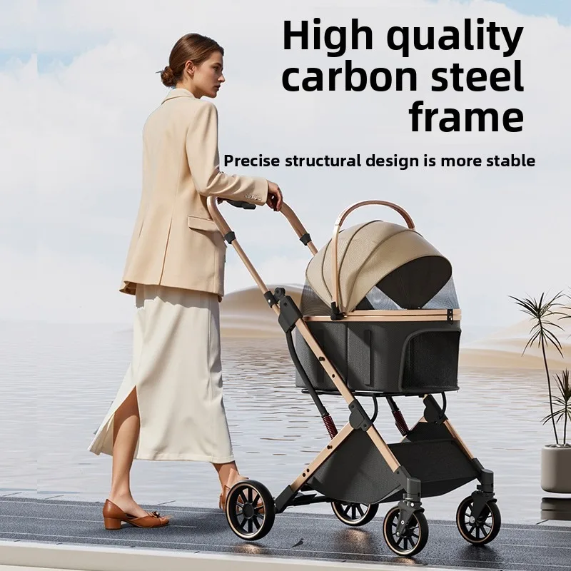 Copopet Pet Stroller Detachable Basket Ultra Light Foldable Portable Aluminum Frame Cats Dogs Trolley for Dog Stroller for Dog