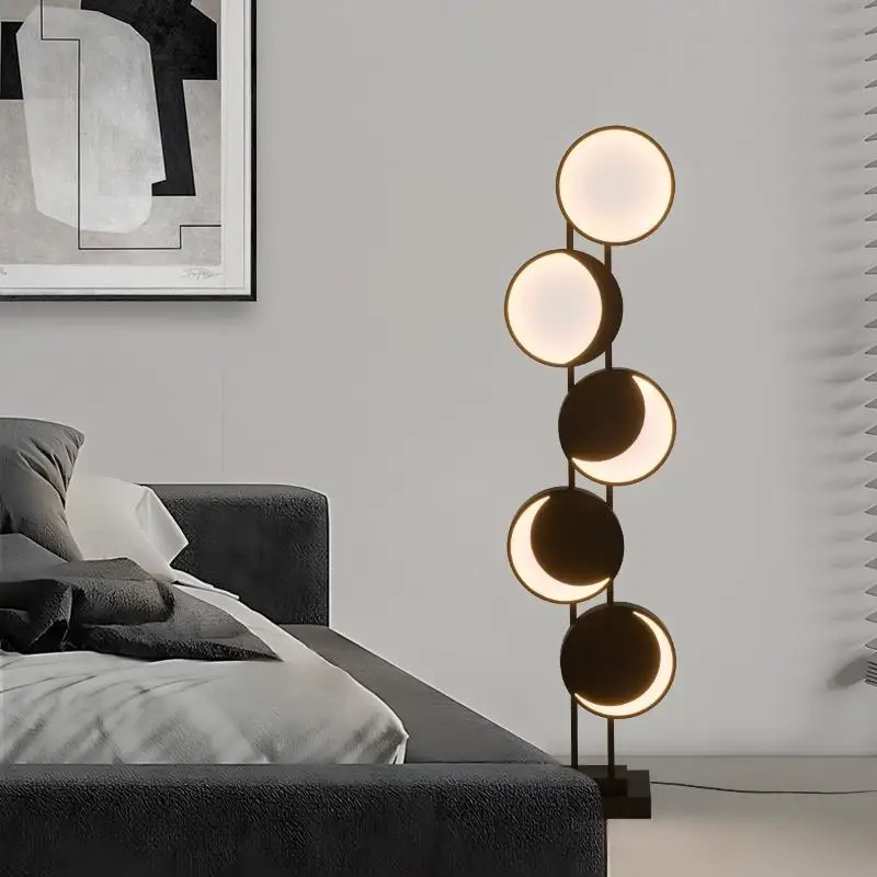 Floor Lamp Creative Personality Round Unique Moon Standing Light Parlor Sofa Side Lounge Bedroom Study Fixtures Modern Designer