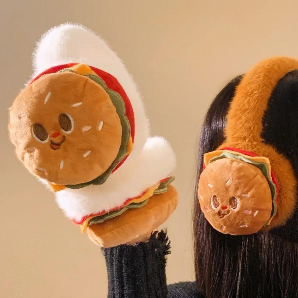 Ear Protection Soft Hamburger Ear Warmer Thickened Windproof Funny Ear Cover Foldable Cold Protection Earmuffs Gift