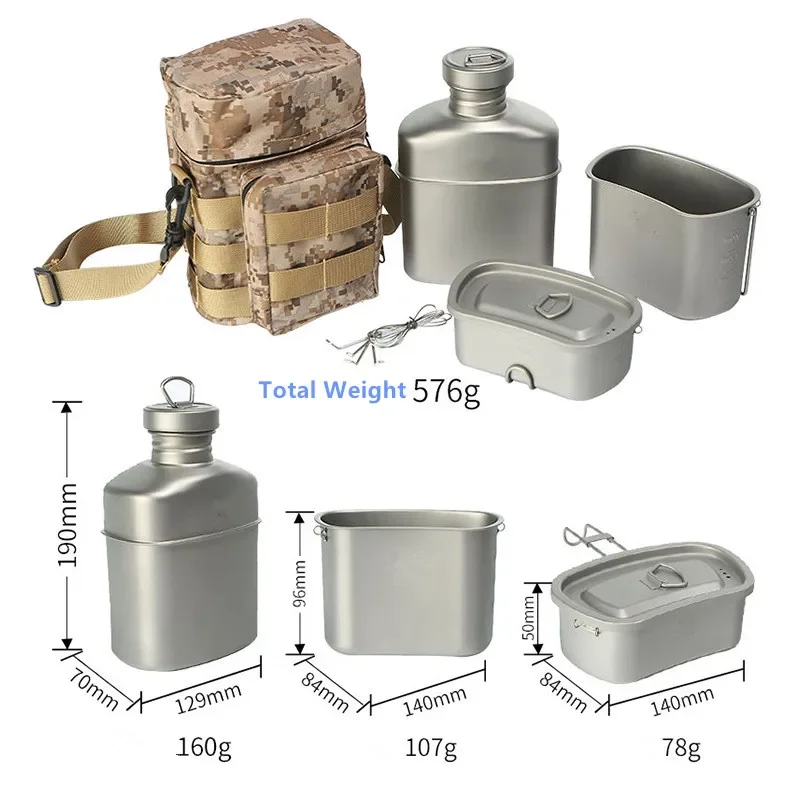 Energinox Ultra lightweight Outdoor Backpack Camping Cookware Titanium Canteen Mess Kit