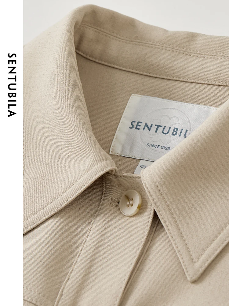 SENTUBILA Women Texture Linen Skirt Set 2024 Autumn Single Breasted Jacket Pleated A Line Skirt 2-częściowy zestaw spódnic 143Z56777