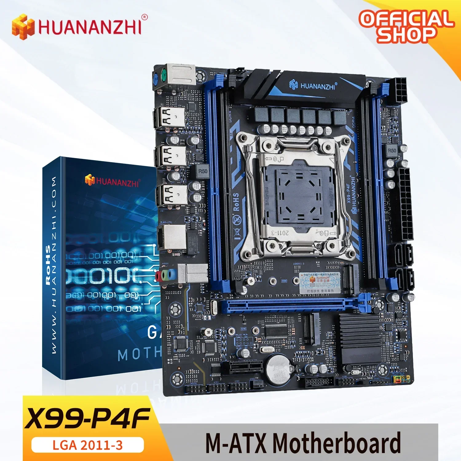 HUANANZHI X99 P4F LGA 2011-3 XEON X99 Motherboard support Intel E5 V3 V4 All Series DDR4 RECC NON-ECC Memory NVME PU