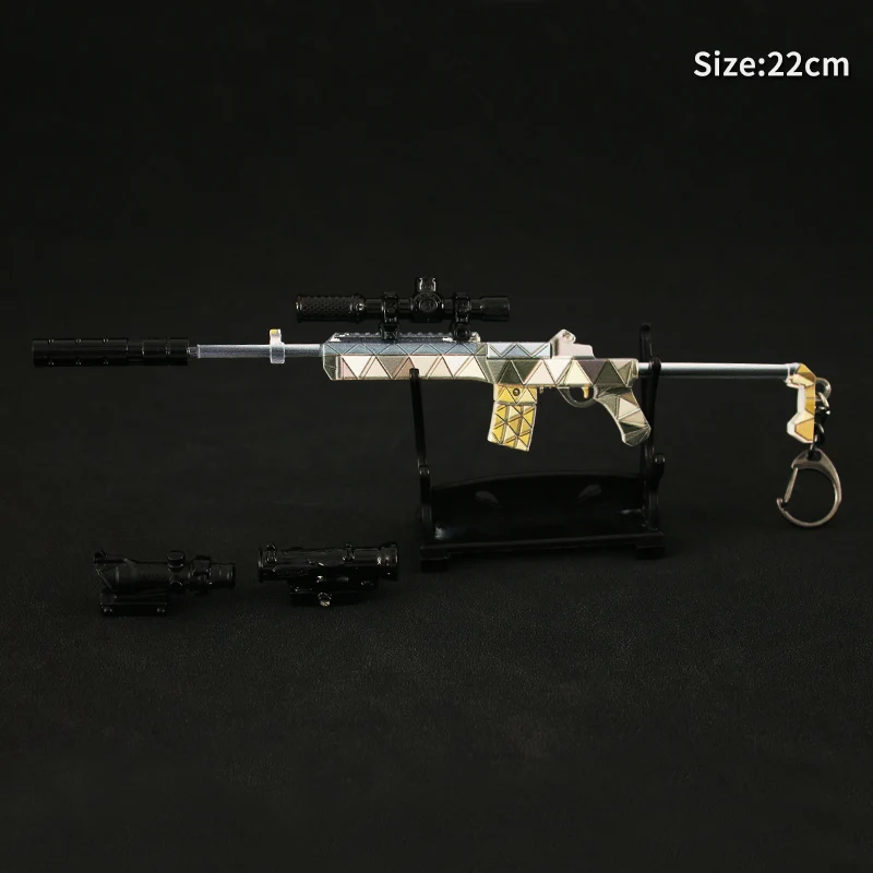 Pubg Wapen Model Combat Metal Gun 22Cm Mini14 Legering Sleutelhanger Speelgoed Geweren Armen 98K Ak47 M24 Game Perifere Jongens Festival Cadeau