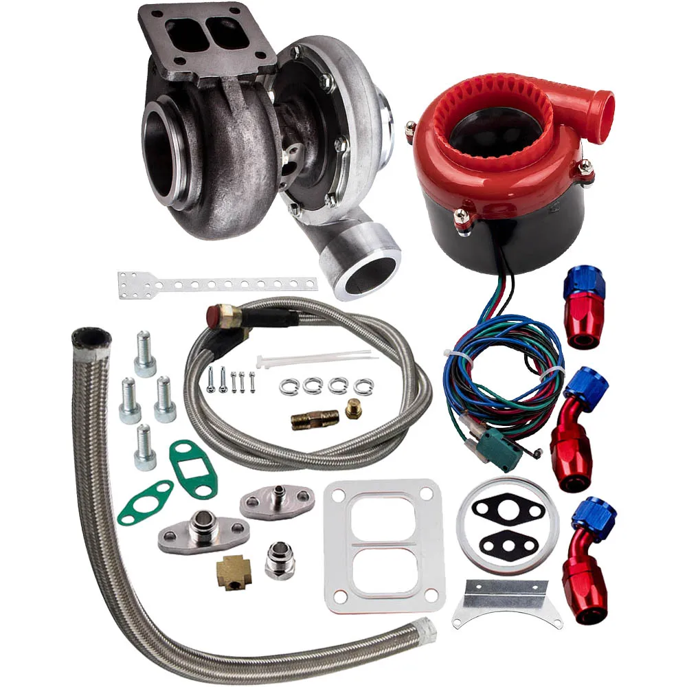 GT45 V-Band 1.05 A/R 600+HP Boost Turbo Oil Feed Line Drain Line for 4.0-6.0L +BOV Adapter V-Band Flange