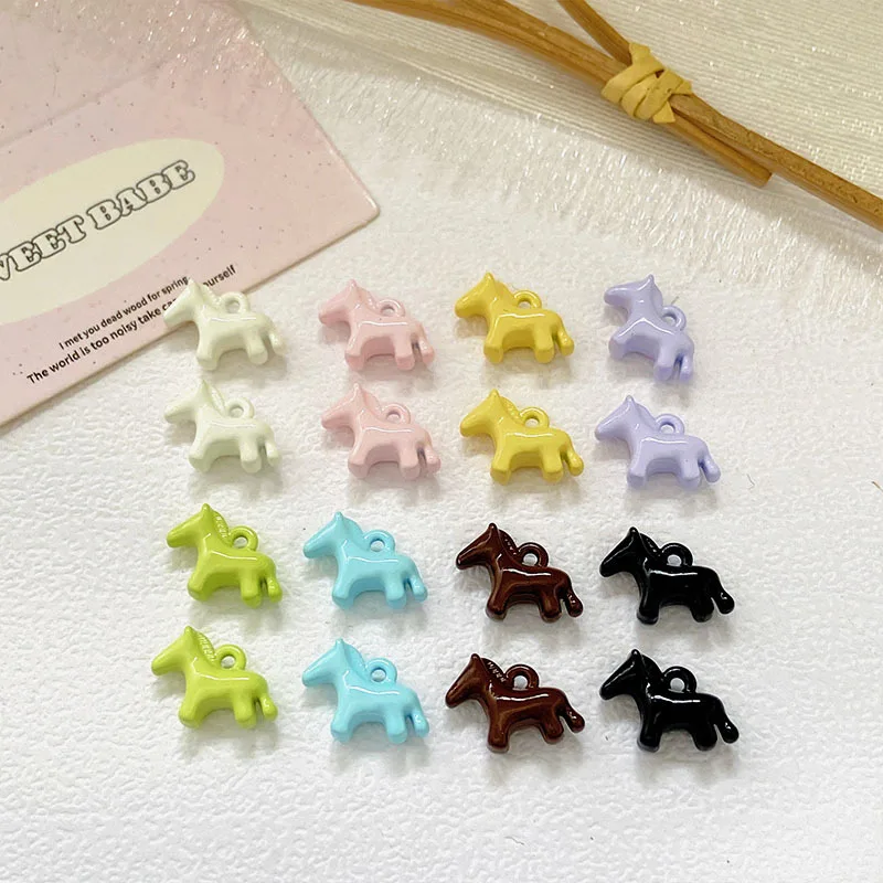 

10pcs Handmade Macaron Color Horse Pendant Charms Alloy Necklace Earrings Pendants Diy Earrings Jewelry Making Accessories