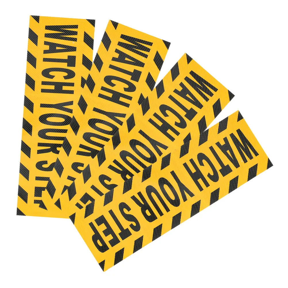 

4Pcs Watch Your Step Anti Slip Floor Sticker High Visibility PVC Safety Warning Tape for Stairs Hallways Offices Malls Indoor