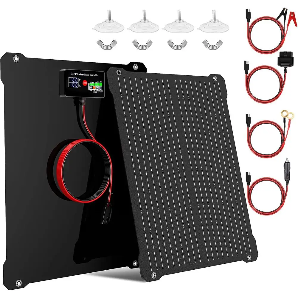 12W UltraSmart MPPT Solar Battery Charger & Maintainer, 12V Waterproof Charge Controller & Solar Panel Trickle Charging Kits wit