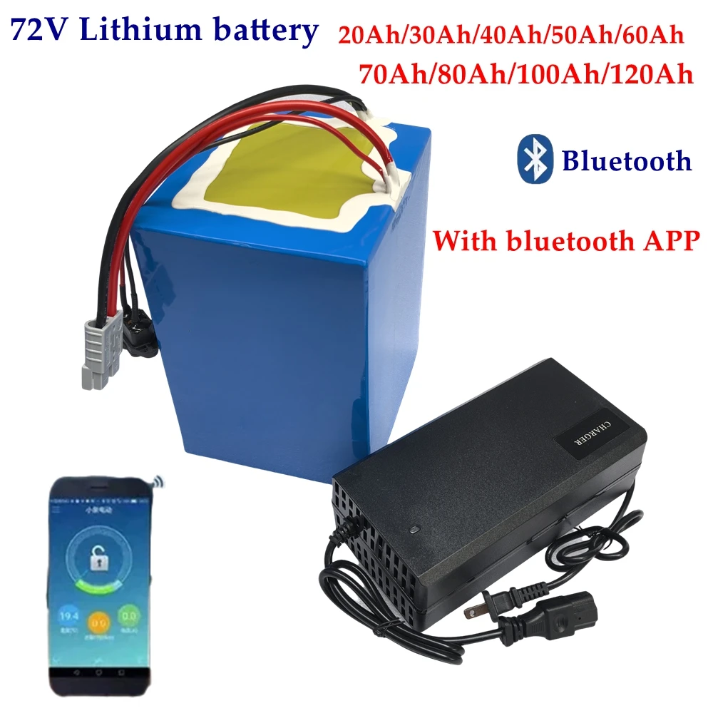 

72 В 40 Ач 50 Ач 60 Ач 70 Ач 80 Ач 100 Ач литий-ионный аккумулятор с Bluetooth BMS для скутера 5000 Вт, мотоцикла, вилочного погрузчика, крана, грузовика